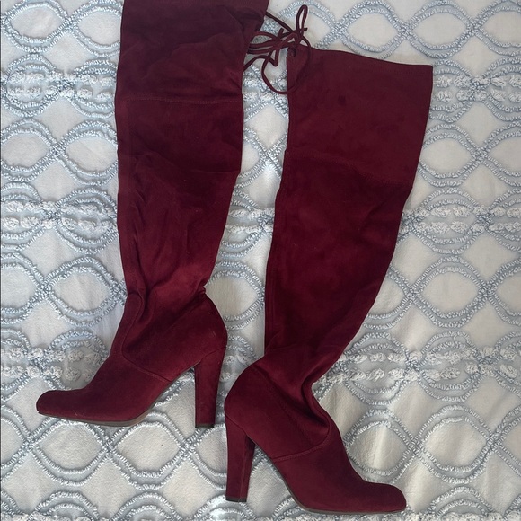 Elegant Burgundy Over-the-Knee Boots - Picture 1 of 5